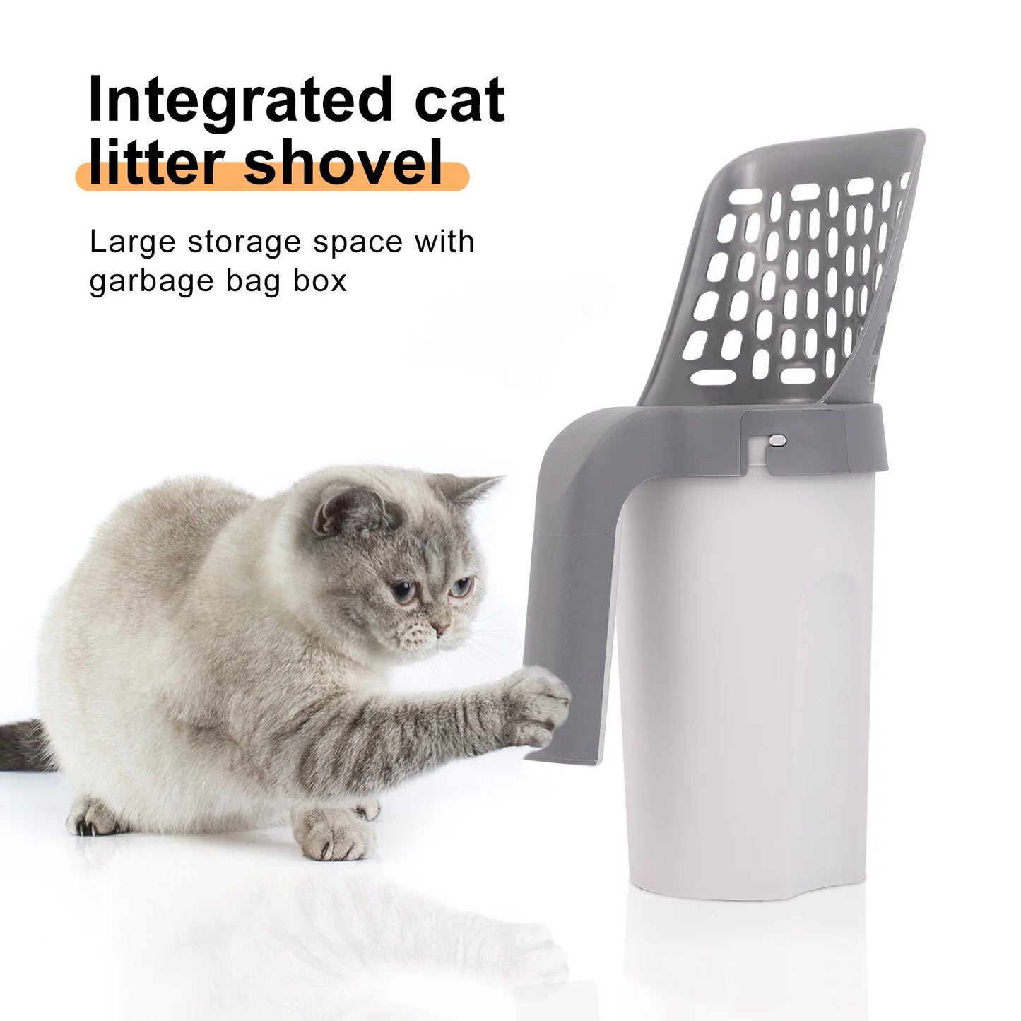 Cat Litter Shovel Scoop with Refill Bag For Pet Filter Clean Toilet Garbage Picker Cat Supplies Cat Litter Box Self Cleaning